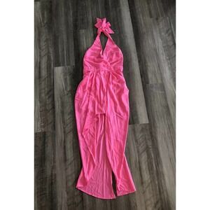 CY Hot Pink Sexy Island Halter Dress New V-Neck